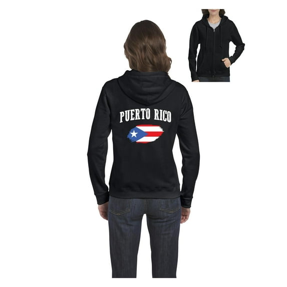 Women's Sweatshirt Full-Zip Pullover - Puerto Rico Flag