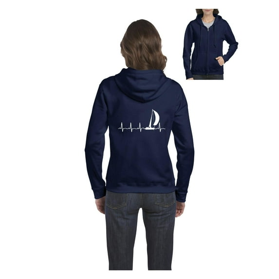 Women's Sweatshirt Full-Zip Pullover - Sailing Heartbeat