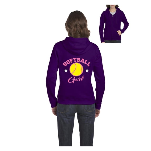 Women's Sweatshirt Full-Zip Pullover - Softball Girl