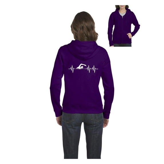 Women's Sweatshirt Full-Zip Pullover - Swimming Swimmer
