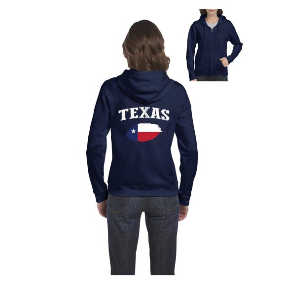 Women's Sweatshirt Full-Zip Pullover - Texas Flag