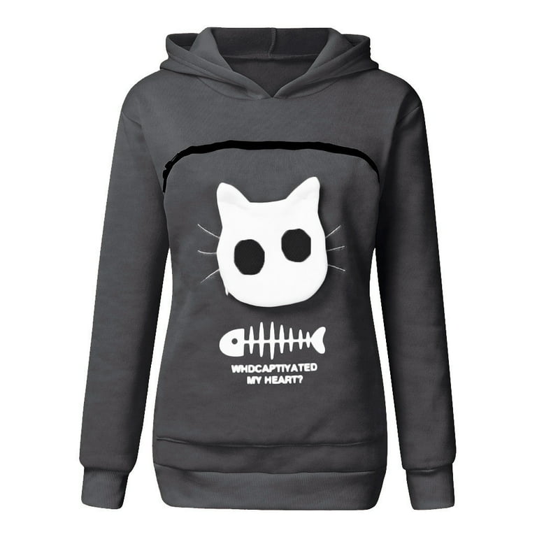 Cat sweatshirt 2025 with pouch