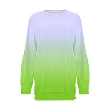Women's Sweatshirt Hoodies Women Spring Gradient Sweatshirt Loose Casual Casual Long Sleeves Round Neck Solid Color Sweatershirt Crewneck Pullover Sweatshirts Clearance