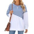 thumbnail image 1 of Women's Sweatshirt Long Sleeve Side Slit Top Round Neck Casual Pullover, 1 of 9