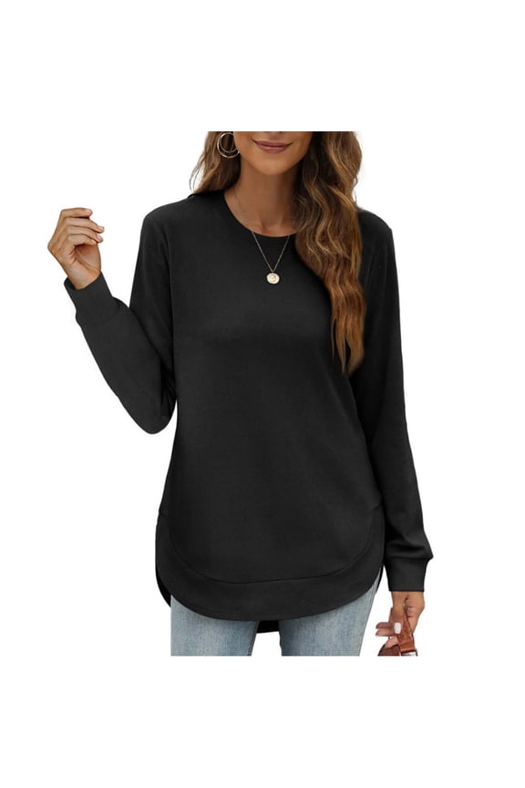 Women's Sweatshirt Long Sleeve Sweatshirt Womens Pullover Sweatshirts Black Womens Crewneck Sweatshirt Fall Essentials Women Clothing Trendy Clothes for Teen Girls