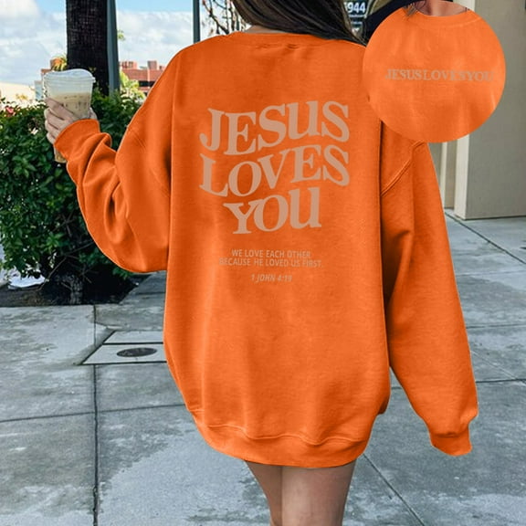 Women's Sweatshirt Sweat Shirts Women Long Sleeve Long Sleeve Pullover Tops for Women Orange Crewneck Sweatshirt Womens Fall Sweatshirts Comfy Clothes