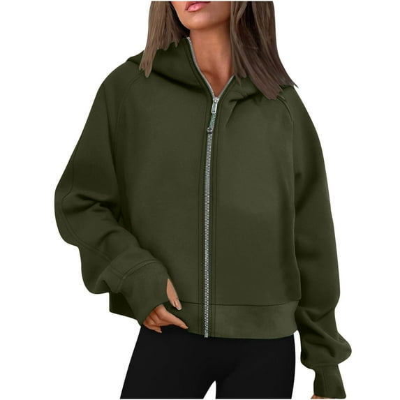 Women's Sweatshirt Women Casual Loose Hooded Long Sleeve Zipper Solid Cardigan Blouse Hoodies Sweatshirt With Pocket Fall Sweatshirts for Women Oversized Hoodies for Women Hoodies for Women