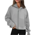 thumbnail image 1 of Women's Sweatshirt Women Casual Loose Hooded Long Sleeve Zipper Solid Cardigan Blouse Hoodies Sweatshirt With Pocket Sweatshirts for Women Trendy Oversized Hoodies for Women Hoodies for Women, 1 of 7