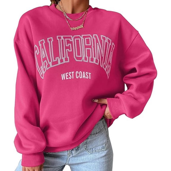 Women's Sweatshirt Women's Loose Casual Round Neck Long Sleeved Printed Women's Hooded Sweatshirt Fitted Sweater Women Dressy Hoodie Pack Mens Long Sleeve Shirt Beach Hoodies Women Full Zip Hoodie