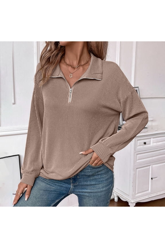 Women's Sweatshirt Womens Shirts Casual Zip Up Sweatshirt Striped Shirt Women Long Sleeve Tops Dark Shirt for Women Women Shirts Long Sleeve Womens Cold Gear Long Sleeve Fitted T Shirts Women Woman