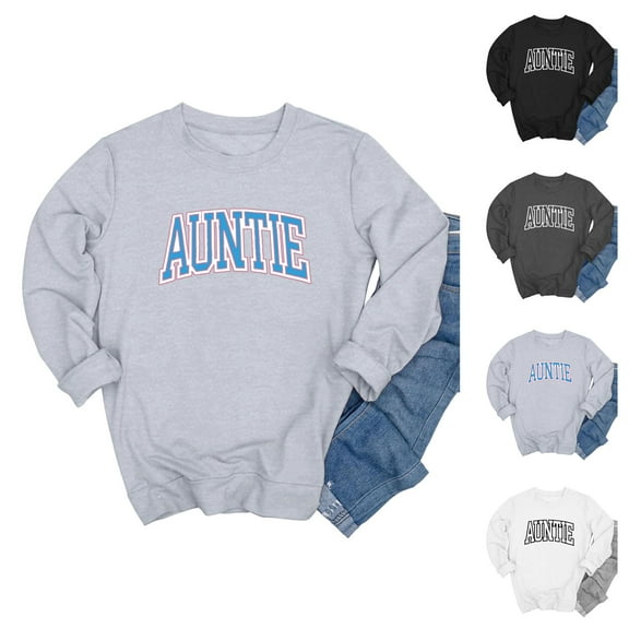 Women's Sweatshirts 2025 Auntie Sweatshirt Long Sleeve Crewneck Oversized Pullover Tops Sweatshirt for Women