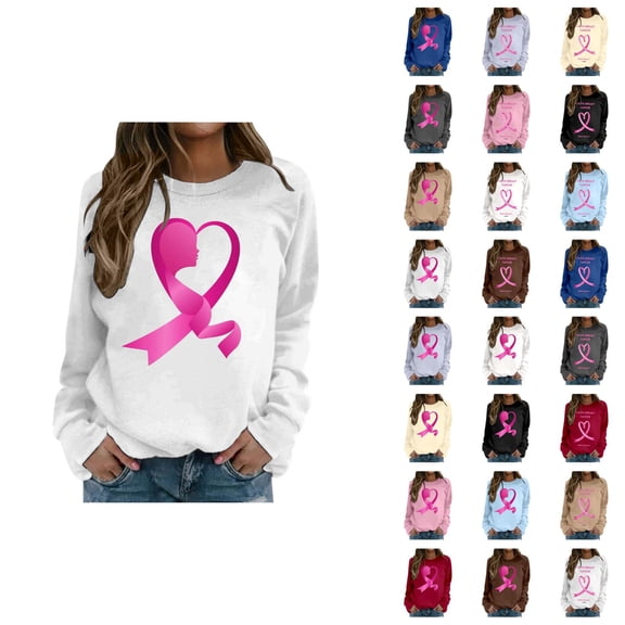 Women's Sweatshirts 2025 Cancer Awareness Sweatshirt Long Sleeve Crewneck Pullover Tops Sweatshirt for Women
