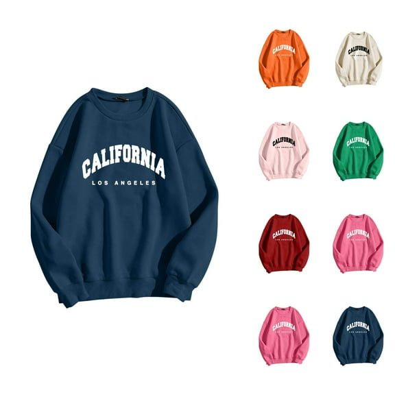 Women's Sweatshirts 2025 California Sweatshirt Trendy Casual Crewneck Graphic Pullover Tops Sweatshirt for Women