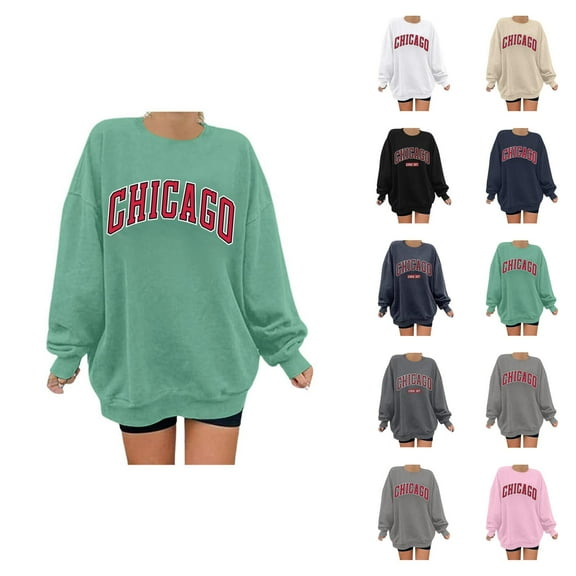 Women's Sweatshirts 2025 Chicago Sweatshirt Trendy Casual Crewneck Pullover Tops Streetwear Sweatshirt for Women