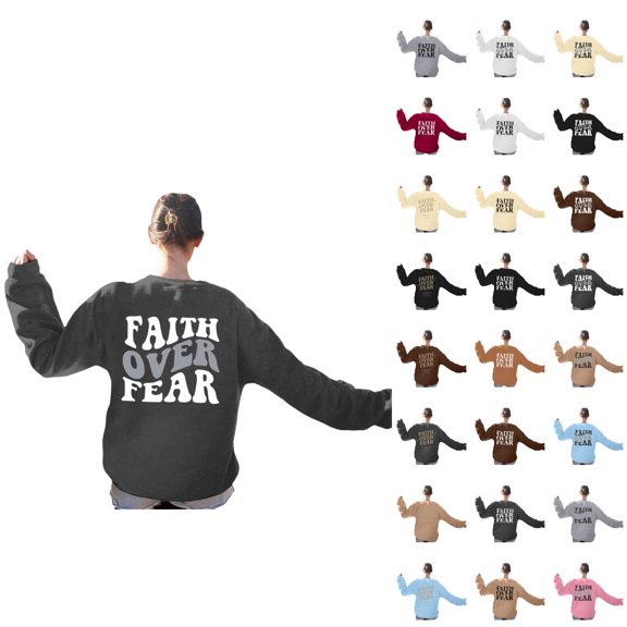 Women's Sweatshirts 2025 Faith Over Fear Sweatshirt Christian Sweatshirts Casual Pullover Tops Sweatshirt for Women