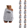 thumbnail image 1 of Women's Sweatshirts 2025 Fall Winter Fashion Graphic Sweatshirt Long Sleeve One Shoulder Pullover Sweatshirt for Women, 1 of 4