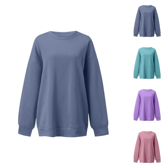 Women's Sweatshirts 2025 Fall Winter Long Sleeve Crewneck Casual Plain Basic Pullover Tops Sweatshirt for Women