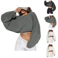 thumbnail image 1 of Women's Sweatshirts 2025 Fall Winter Long Sleeve Crewneck Cropped Sweatshirt Fashion Pullover Top Sweatshirt for Women, 1 of 7