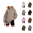 thumbnail image 1 of Women's Sweatshirts 2025 Fall Winter Long Sleeve Crewneck Drop Shoulder Basic Plain Pullover Tops Sweatshirt for Women, 1 of 5