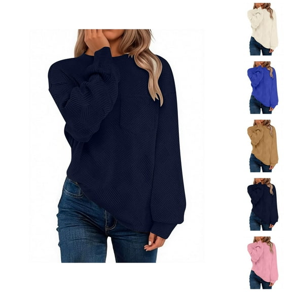 Women's Sweatshirts 2025 Fall Winter Long Sleeve Crewneck Sweatshirt Plain Pocket Pullover Tops Sweatshirt for Women