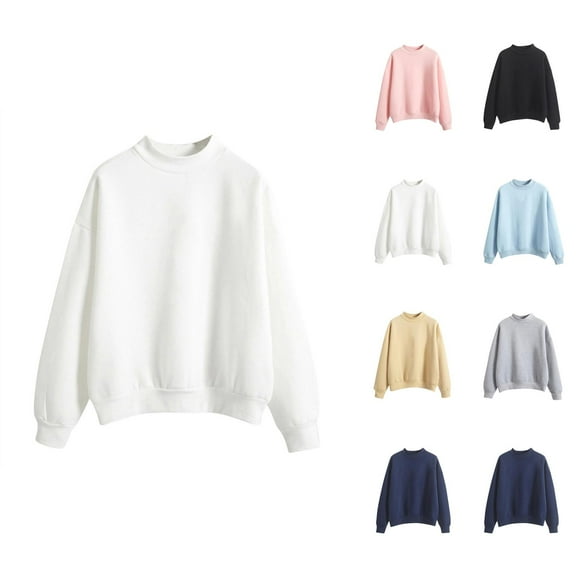 Women's Sweatshirts 2025 Fall Winter Long Sleeve Turtleneck Solid Basic Pullover Tops Sweatshirt for Women