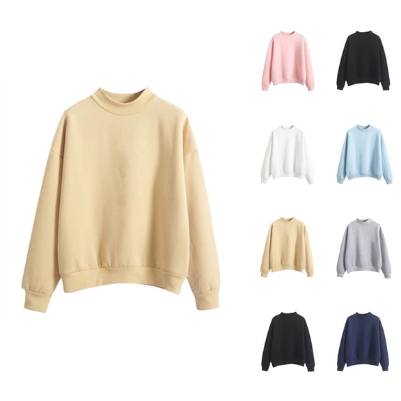 Women's Sweatshirts 2025 Fall Winter Long Sleeve Turtleneck Solid Basic Pullover Tops Sweatshirt for Women