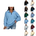 thumbnail image 1 of Women's Sweatshirts 2025 Fall Winter Long Sleeve Zipper Lapel Basic Sweatshirt Pullover Tops Sweatshirt for Women, 1 of 8