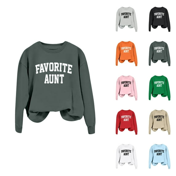 Women's Sweatshirts 2025 Favorite Aunt Sweatshirt Long Sleeve Crewneck Casual Pullover Tops Sweatshirt for Women
