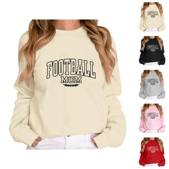 Women's Sweatshirts 2025 Football Mom Sweatshirt Long Sleeve Crewneck Casual Pullover Tops Sweatshirt for Women