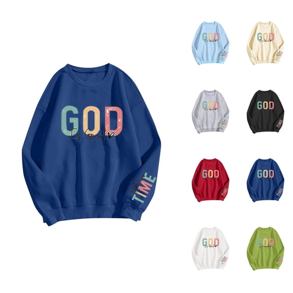 Women's Sweatshirts 2025 God Is Good Christian Sweatshirt Long Sleeve Crewneck Casual Pullover Sweatshirt for Women