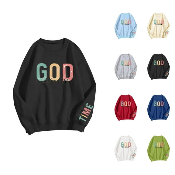 Women's Sweatshirts 2025 God Is Good Christian Sweatshirt Long Sleeve Crewneck Casual Pullover Sweatshirt for Women