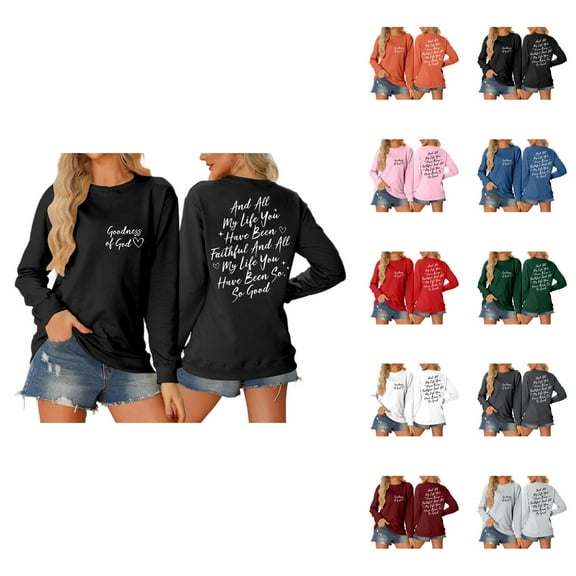Women's Sweatshirts 2025 Goodness Of God Sweatshirt Christian Sweatshirts Casual Pullover Tops Sweatshirt for Women