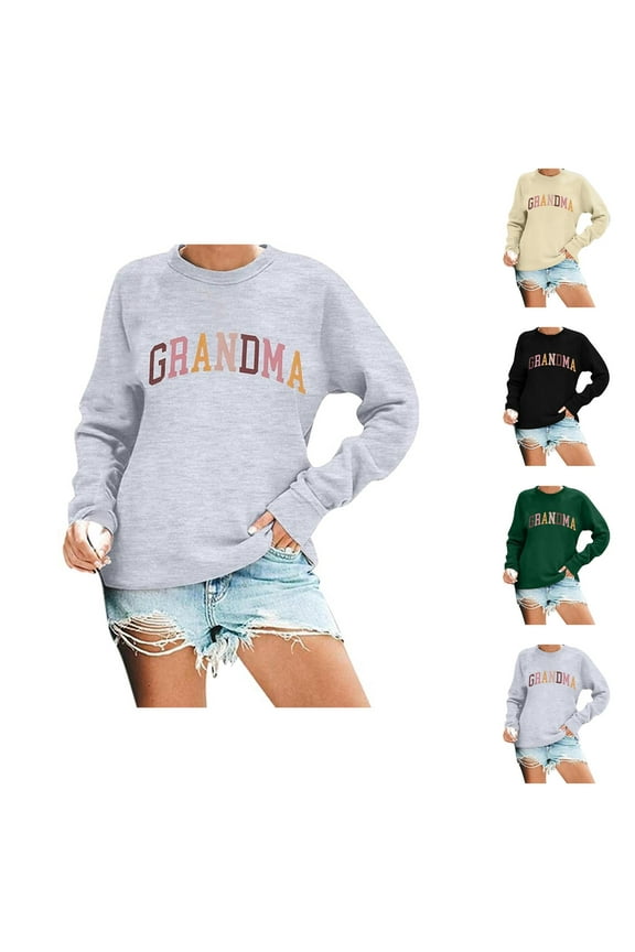 Women's Sweatshirts 2025 Grandma Sweatshirt Long Sleeve Crewneck Casual Pullover Tops Sweatshirt for Women