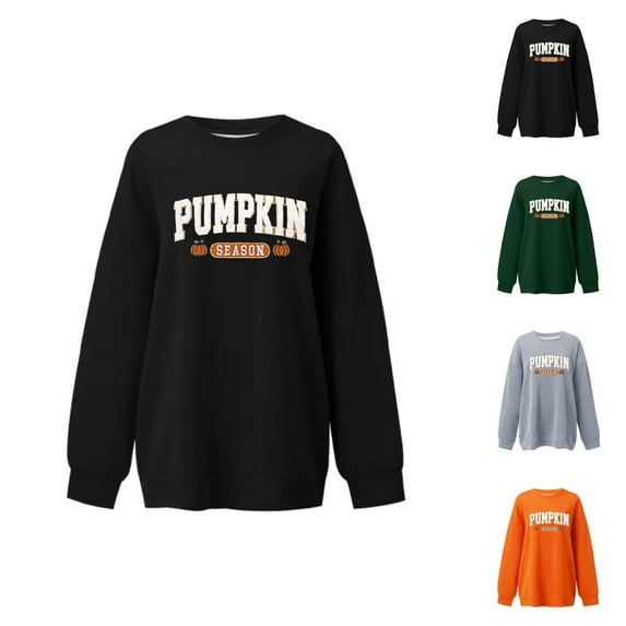 Women's Sweatshirts 2025 Halloween Pumpkin Season Festive Graphic Sweatshirt Casual Pullover Tops Sweatshirt for Women