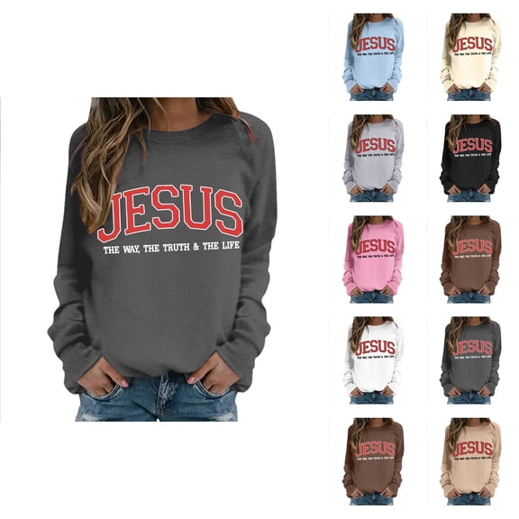 Women's Sweatshirts 2025 Jesus Sweatshirt Christian Sweatshirts Casual Pullover Tops Sweatshirt for Women