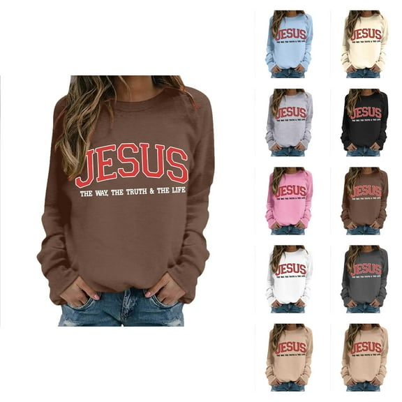 Women's Sweatshirts 2025 Jesus Sweatshirt Christian Sweatshirts Casual Pullover Tops Sweatshirt for Women