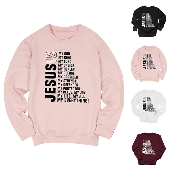 Women's Sweatshirts 2025 Jesus Sweatshirt Christian Sweatshirts Long Sleeve Crewneck Pullover Top Sweatshirt for Women