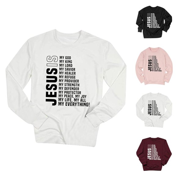 Women's Sweatshirts 2025 Jesus Sweatshirt Christian Sweatshirts Long Sleeve Crewneck Pullover Top Sweatshirt for Women