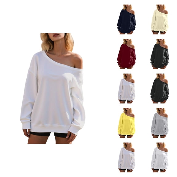 Women's Sweatshirts 2025 Long Sleeve One Shoulder Trendy Casual Oversized Pullover Tops Sweatshirt for Women