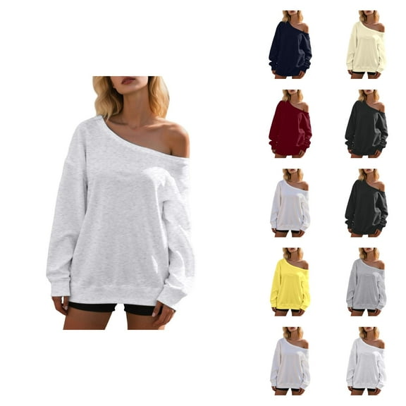Women's Sweatshirts 2025 Long Sleeve One Shoulder Trendy Casual Oversized Pullover Tops Sweatshirt for Women