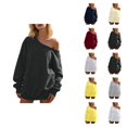 thumbnail image 1 of Women's Sweatshirts 2025 Long Sleeve One Shoulder Trendy Casual Oversized Pullover Tops Sweatshirt for Women, 1 of 5