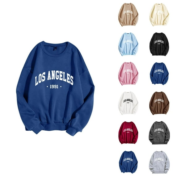Women's Sweatshirts 2025 Los Angeles Sweatshirt Long Sleeve Crewneck Trendy Casual Pullover Tops Sweatshirt for Women