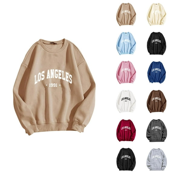 Women's Sweatshirts 2025 Los Angeles Sweatshirt Long Sleeve Crewneck Trendy Casual Pullover Tops Sweatshirt for Women