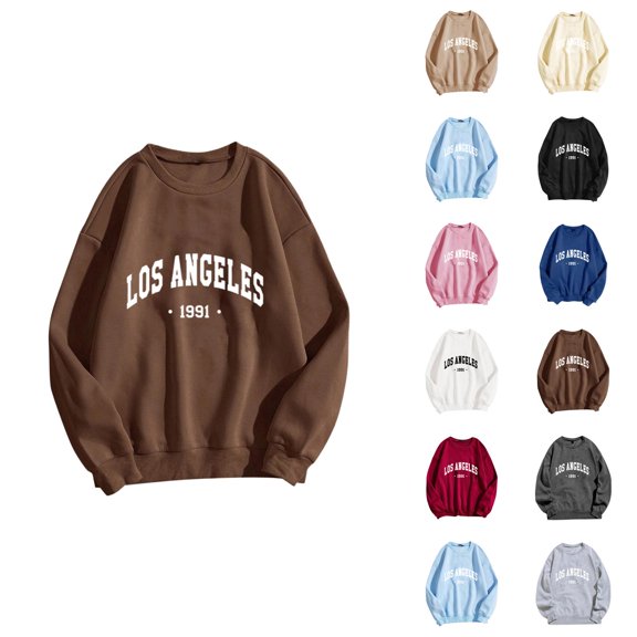 Women's Sweatshirts 2025 Los Angeles Sweatshirt Long Sleeve Crewneck Trendy Casual Pullover Tops Sweatshirt for Women