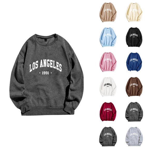 Women's Sweatshirts 2025 Los Angeles Sweatshirt Long Sleeve Crewneck Trendy Casual Pullover Tops Sweatshirt for Women
