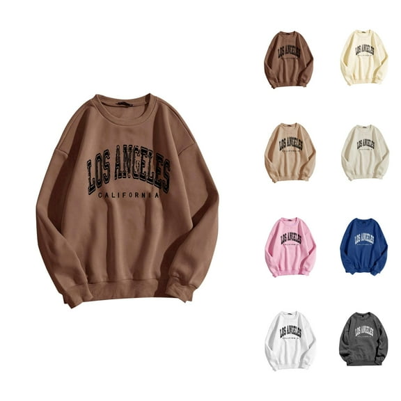 Women's Sweatshirts 2025 Los Angeles Sweatshirt Trendy Casual Crewneck Pullover Tops Streetwear Sweatshirt for Women