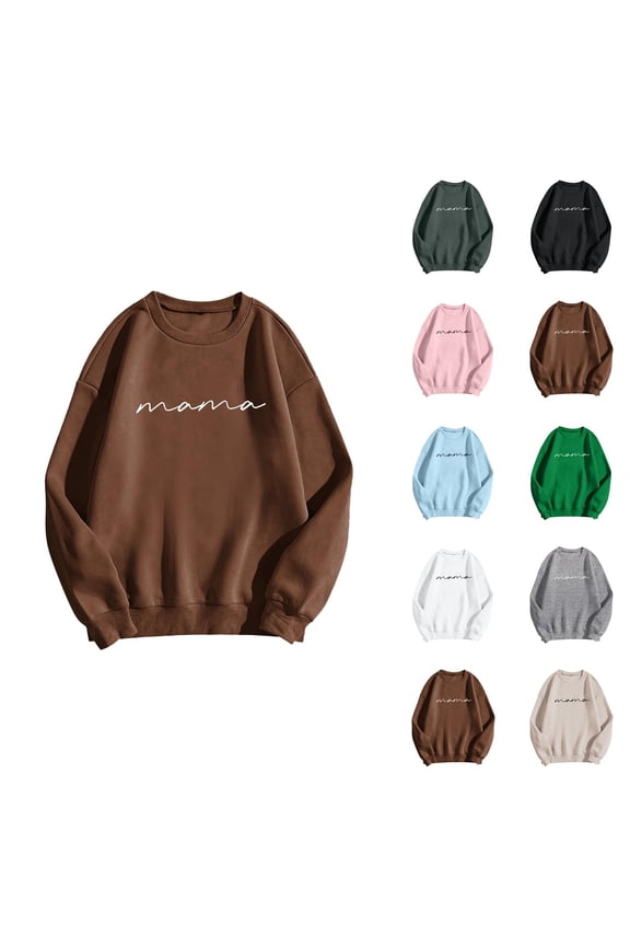 Women's Sweatshirts 2025 Mama Sweatshirt Long Sleeve Crewneck Casual Graphic Pullover Tops Sweatshirt for Women