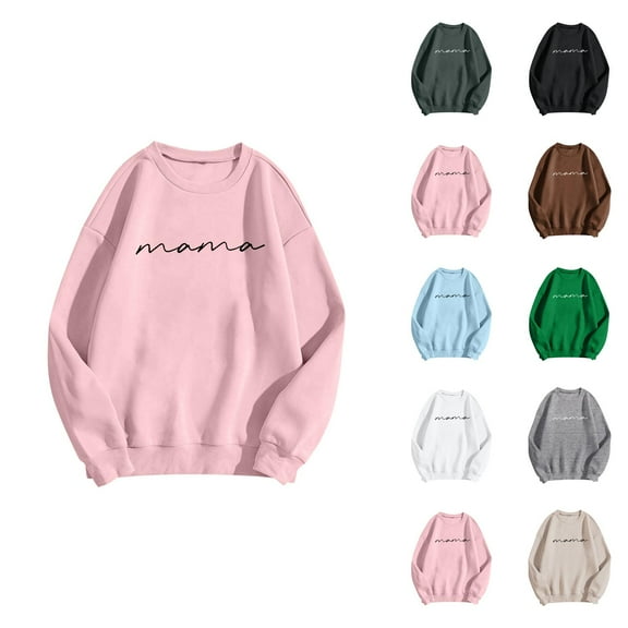 Women's Sweatshirts 2025 Mama Sweatshirt Long Sleeve Crewneck Casual Graphic Pullover Tops Sweatshirt for Women