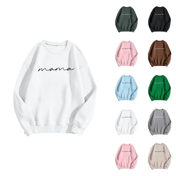 Women's Sweatshirts 2025 Mama Sweatshirt Long Sleeve Crewneck Casual Graphic Pullover Tops Sweatshirt for Women