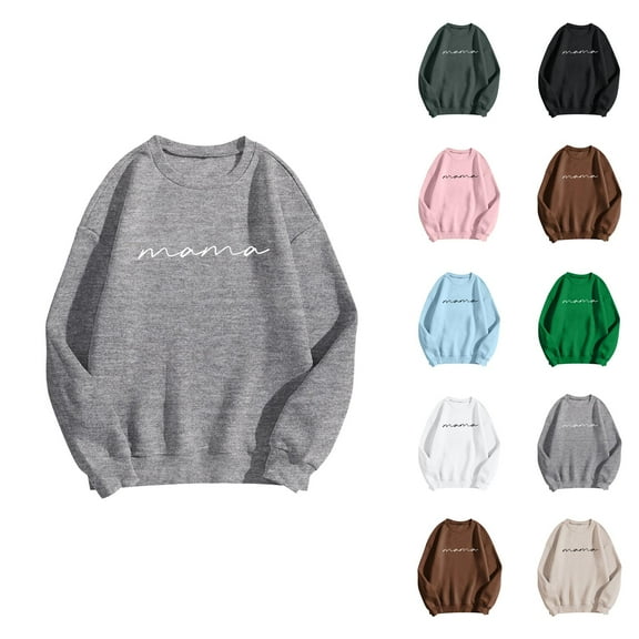 Women's Sweatshirts 2025 Mama Sweatshirt Long Sleeve Crewneck Casual Graphic Pullover Tops Sweatshirt for Women